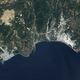 A satellite image of Turgreen, Turkey. Large areas are white because of the use of plastic in farming.